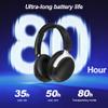 Anjetsun Wireless Headphones Over Ear with ANC, 80H Playtime, Fast Charge, Active Noise Cancelling & Transparency Mode, Comfortable Wireless Headphones for Work & Travel, Foldable Design Black view 2