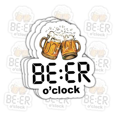 3Pcs Beer O'clock Sticker Funny Humorous BE:ER Drinking Gift for Friends Coworker Party Enthusiasts Beer O'clock Stickers Drink Lovers Car Decal for Laptop Water Bottle Notebook Toolbox Hard Hat 3"