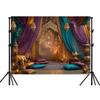 6X4ft Arabian Moroccan Nights Party Photography Backdrop, Moroccan Nights Purple Blue Curtain Lamp Luxurious Princess Wedding Birthday Baby Shower Party Background Decorations Photo Studio Props view 3