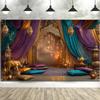 6X4ft Arabian Moroccan Nights Party Photography Backdrop, Moroccan Nights Purple Blue Curtain Lamp Luxurious Princess Wedding Birthday Baby Shower Party Background Decorations Photo Studio Props view 4