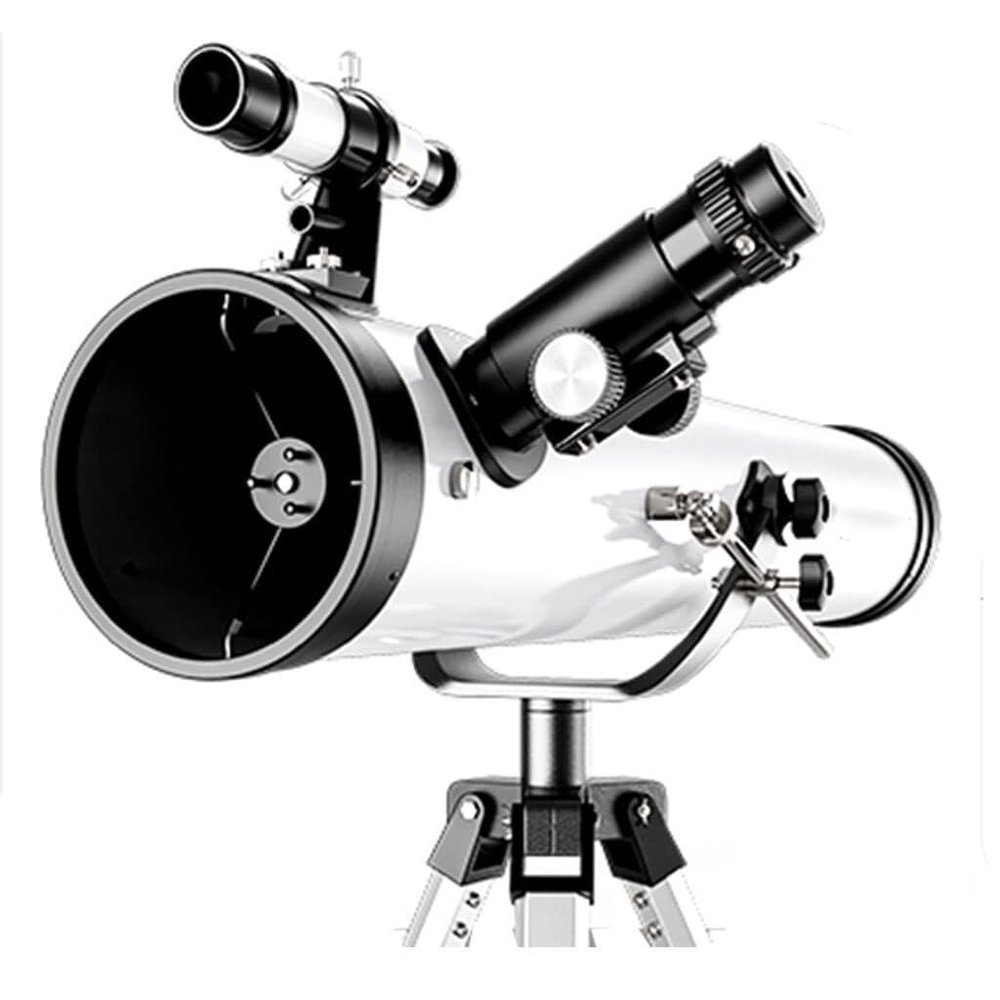 700mm Astronomical Reflector Telescope for Beginners & Kids, 114mm Aperture, with Tripod Phone Holder, Ideal Moon Watching Stargazing  Black(Silver)