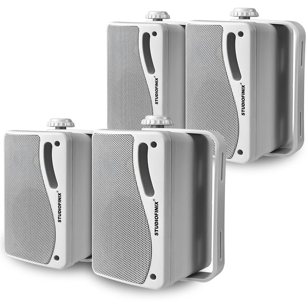 STUDIOFINIX 3.5'' Passive Outdoor Speakers Wired Waterproof,400W Premium Mountable Wall Mount Speakers with Superior Sound,All-Weather Durability,for Patio Marine Boat Garage Indoor(White 2 Pairs)