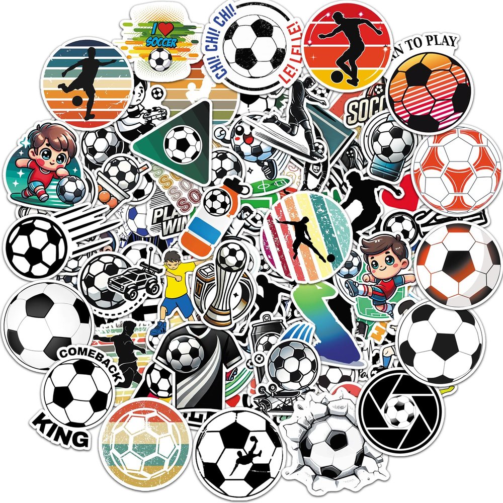 100 Pcs Soccer Stickers Waterproof Stickers for Water Bottle Laptop Computer Skateboard Vinyl Soccer Party Favors Birthday Decorations Stuff Decals Sports Soccer Gifts for Boys 8-12