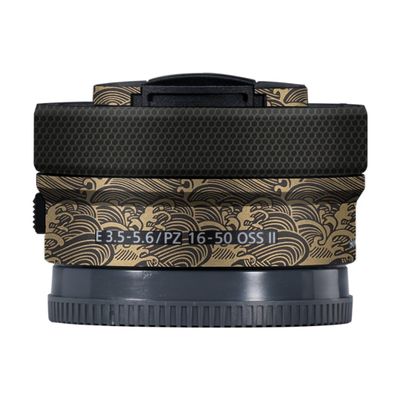 Camera Lens Sticker for Sony E 16-50mm II Macro Coat Wraps Film Protector Vinyl Decal Skin 16-50 II(Wave Gold)