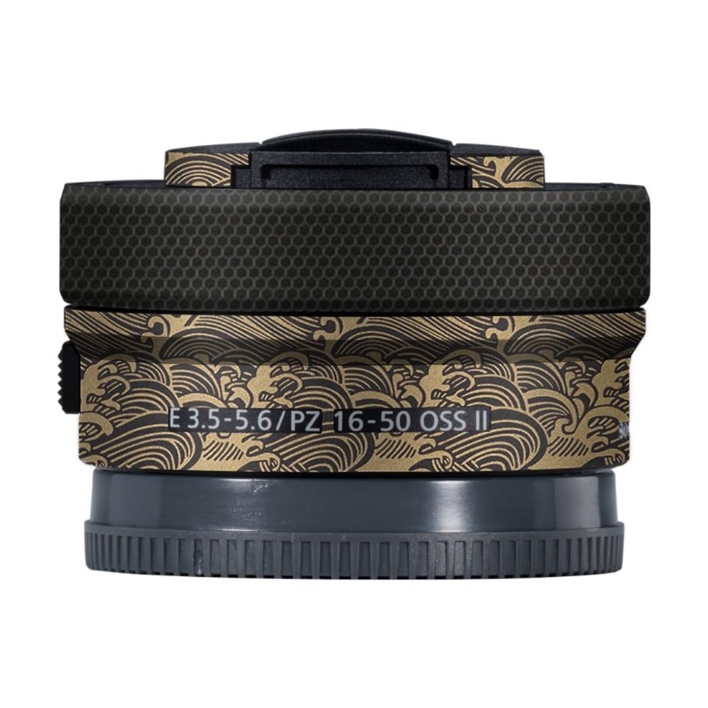 Camera Lens Sticker for Sony E 16-50mm II Macro Coat Wraps Film Protector Vinyl Decal Skin 16-50 II(Wave Gold)