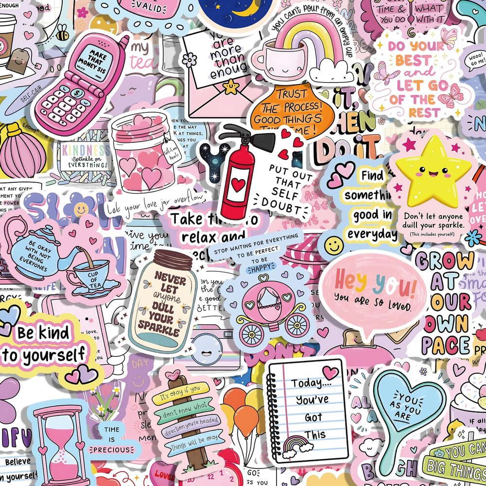 100 Pcs Holographic Positive Affirmation Stickers for Adult Women Teens, Waterproof Vinyl Motivational Inspirational Quote Stickers for Water Bottle Journal Vision Board Computer Laptop Phone
