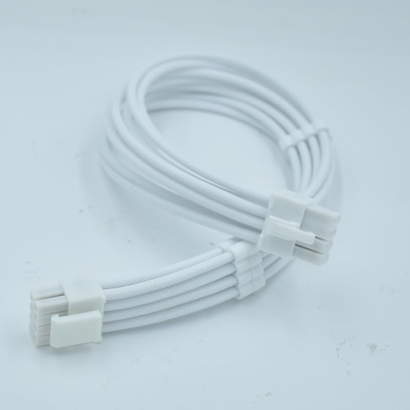 18AWG Silicone Cable PSU 8-pin to CPU 8-pin (4+4-pin CPU Power Cable, Suitable for ROG, ROG Series PSU (30CM Color: White)