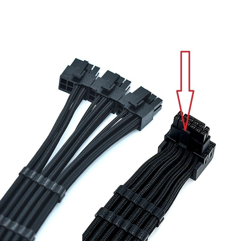 12V 12+4pin16Pin to 3X PCIE 8-pin GEN5 600W Right Angle Adapter Cable for G3/ /G2 /T2 Modular Power Supplies (70CM (16P UP Bend)