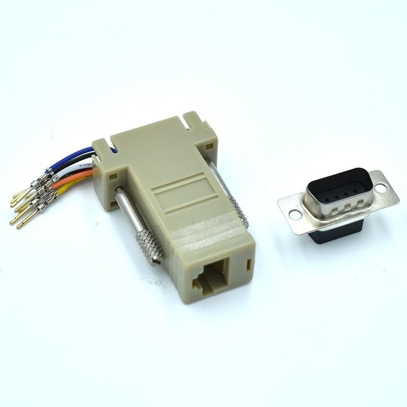 10 pcs/lot DB9 9-pin Male Serial to RJ45 Socket Modular Adapter Ethernet Socket Color: Khaki