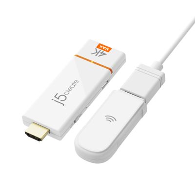 j5create ScreenCast 4K Max Wireless Display Adapter with Enhanced Antenna, Streaming Video & Audio from Mobile/Tablet/Laptop, Supports AirPlay/Miracast/Chromecast on Windows/MacOS/Android (JVAW76MAX)