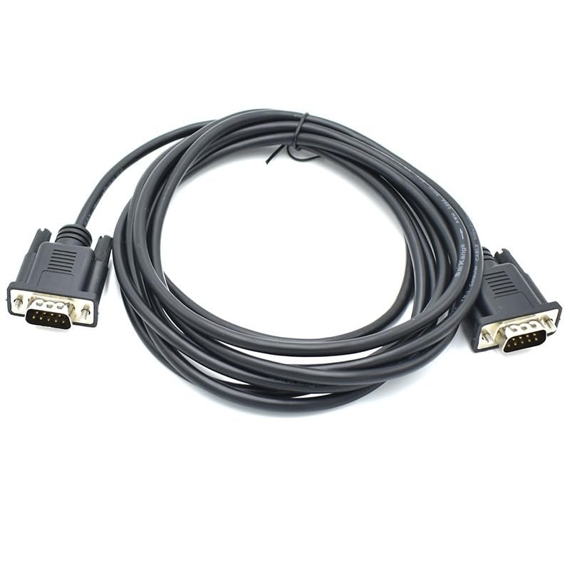300cm DB9 RS232 Serial Cable Male to Male Null Modem line Crossover TX/RX line for Data Communication Color: Black