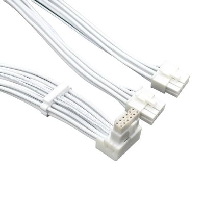White 16AWG Modular Power Supply 2*PCI-E & CPU 8P Port to 16-pin (12+4 Braided Cable, Suitable for Plus Gold KM3 XP2 XM2 XP3) 16pin Down Bend