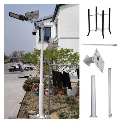 MZZKFC 10 20 FT Security Camera Poles for Outside, Segmented Surveillance Stand with Screws & Ground Cage, Camera Mounting Pole Cameras Bracket(ligjt Grey,3 Sections-9 4/5 ft (3.0 m))