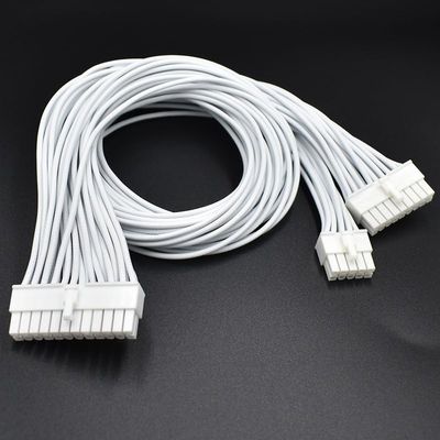 16AWG Soft Braided Cable 18-pin + 10-pin to 24-pin ATX PSU Power Adapter Cable (0.6m Color: White)