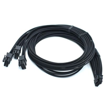 70cm All Black CPU/PCI-E Port 3 * 8-pin to 16-pin 12V PCIE 5.0 Adapter Cable with Silicone Sleeve for P750GM P850GM P1000GM Power Supply