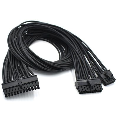 16 AWG Braided Pattern Cable Custom Modular 18-pin + 10-pin to 24-pin Power Cable for ROG 1200W 1000W 850W PSU.