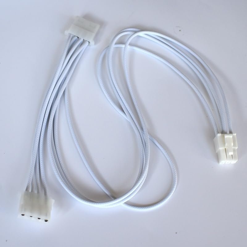 White 16AWG Individual Black Braided Pattern Cable ATX PSU Power Cord for CX850M RM850 HX1000 HX850 HX750 Modular (IDE)