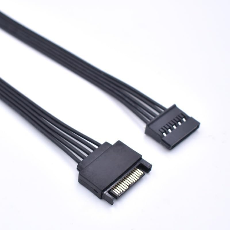 60CM 18AWG 15-pin SATA Male to Female Power Extension Cable for Hard Drives, HDDs, SSDs, and PCIE