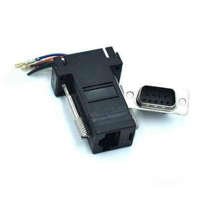 10 pcs/lot DB9 9-pin Male Serial to RJ45 Socket Modular Adapter Ethernet Socket Color: Black