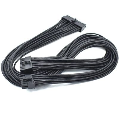 16AWG Individual Black Braided Pattern Cable 18 pin + 10 pin to 24 pin ATX PSU Power Supply Module, Suitable for Type 4 RM1000X RMi SF750A Color: Black