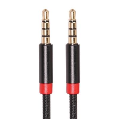 100 pcs/lot 1 Meter Braided Nylon Stereo 3.5mm 4-Pole Jack Male to Male car Auxiliary Audio Cable for Mobile Phones, Tablets, mp3