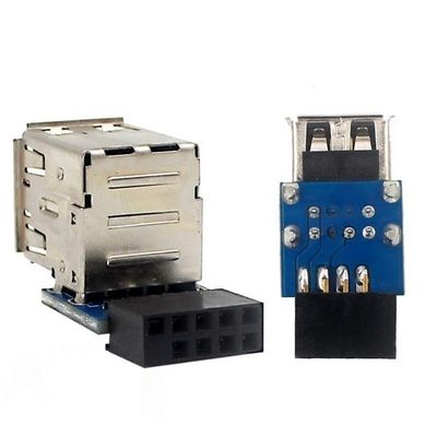 2 pcs/lot 9-pin USB 2.0 Female Dual 2-Port USB Motherboard Header Adapter - Double Layer Type for PC (Type A)