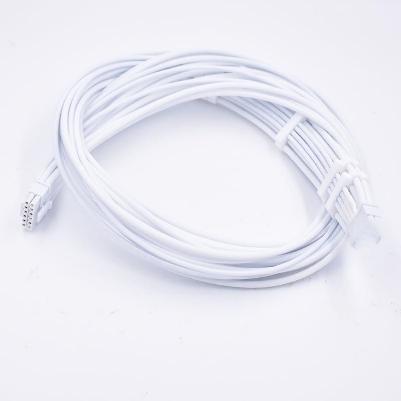 30cm White ATX 3.0 12V 600W Male to Male 16 (12+4 pin Cable, Suitable for RTX 4090TI/3090TI, Compatible with PCIE 5.0 12V Power Supply