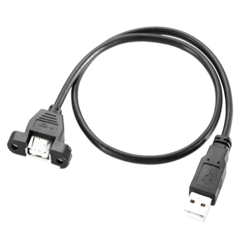 50pcs/lot 50cm USB 2.0 A Female to USB 2.0 A Male Panel Mount Extension Cable