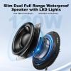 Herdio 6.5 Inch 240W Waterproof Marine Speakers - 2 Way Weather Resistant with LED Lights, and Low Profile Slim Style Suitable for Boat, RV, ATV, UTV, Golf Cart (1 Pair, Black) view 3