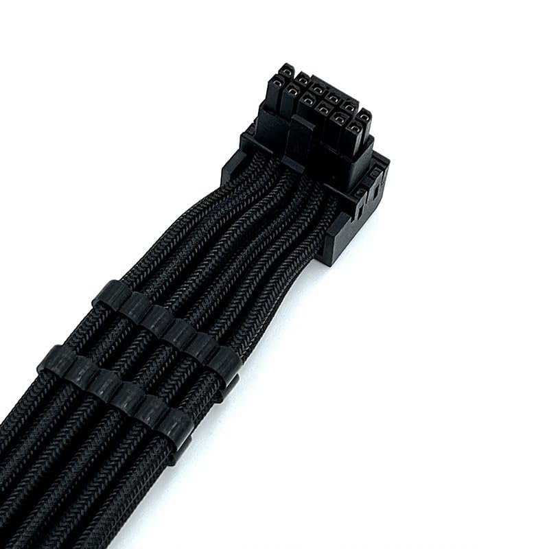 50cm Right-Angle 16-Pin 12V Cable 3x8-Pin to PCI-E 5.0 Power Modular Cable with Comb Compatible with ROG I 1000W and II 1200W (Black UP Bend)