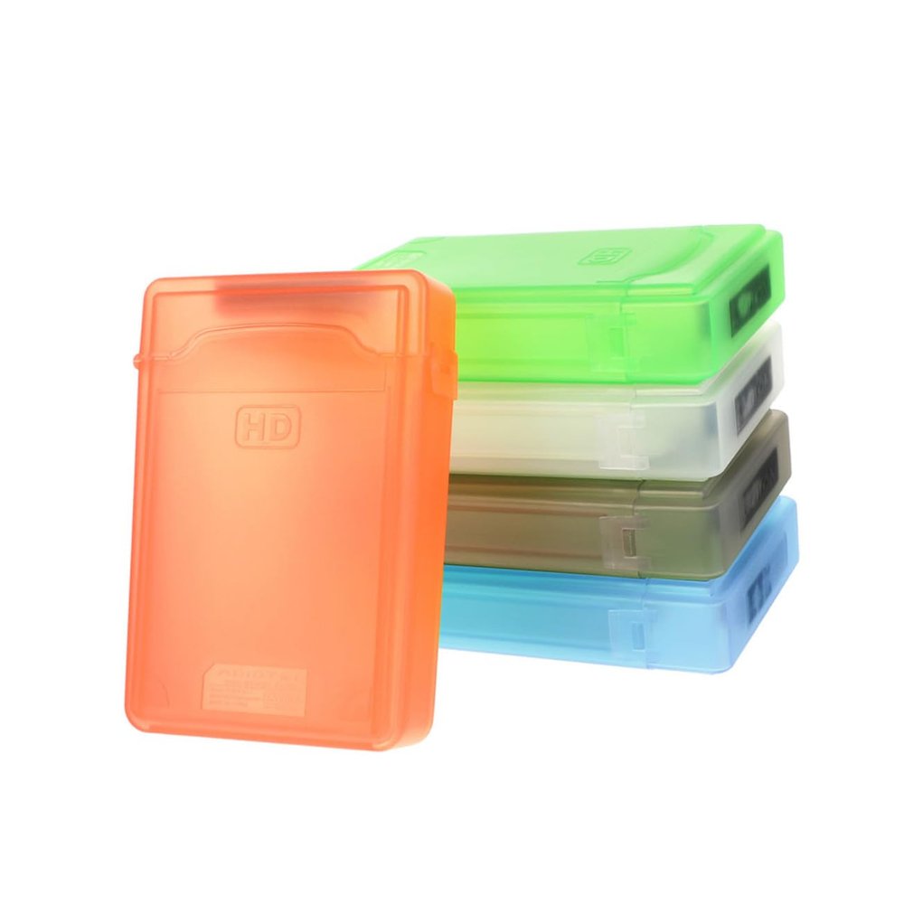 DECORNIJIA 5pcs Hard Disk Protective Cases Portable Plastic Storage Box for Hard Drive Organizer in White Green Gray