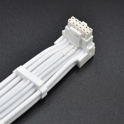 3x8 pin to 90 Degree Angle 12V Connector 16 pin (12+4 Male with Wiring Harness Power Cable, Suitable for Modular 50cm Downward Bend White