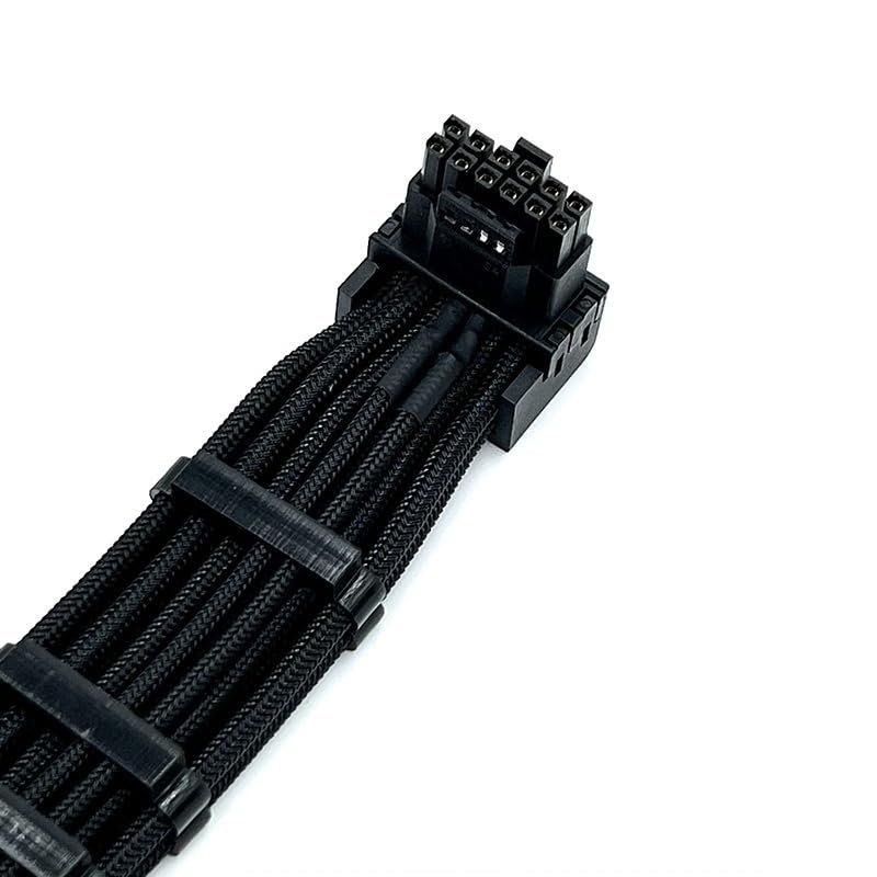 50cm Right-Angle 16-Pin 12V Cable (3x8 Pin to PCI-E 5.0) Modular Power Cable with Comb Compatible with ROG I 1000W and II 1200W (Black Down Bend)