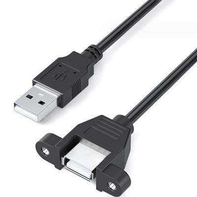 10pcs/lot 100cm USB 2.0 A Female to USB 2.0 A Male Panel Mount Extension sync Cable