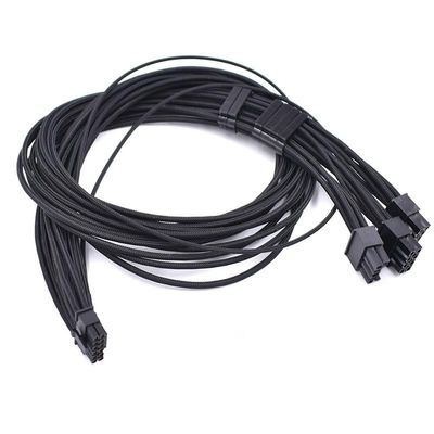 70cm 3*CPU/PCI-E 8P to 12V 16Pin Flexible Silicone Sleeve Adapter Cable for Modular CPU/PCI-E 8P Interface (Black)