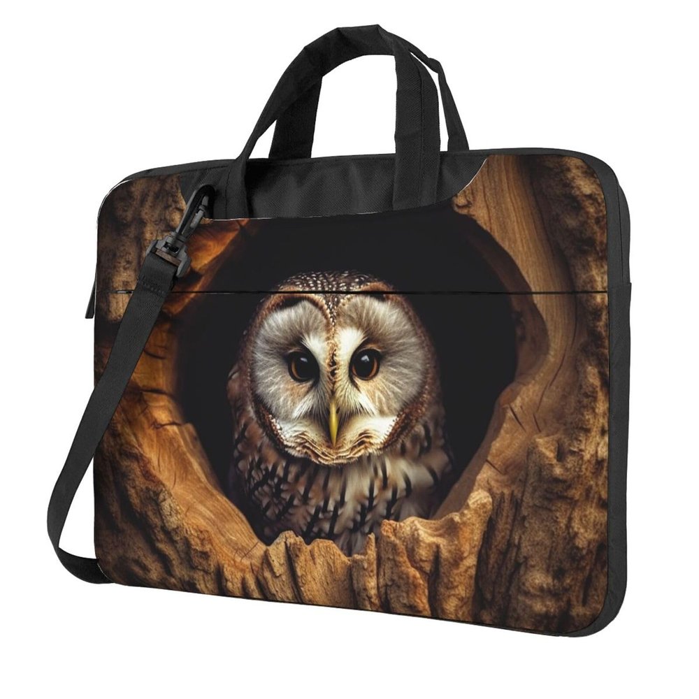 13 Inch Laptop Shoulder Bag For Men Women,Waterproof Briefcase Messenger Bag Owl Tree Hole Laptop Sleeve Bag W/Strap Handle