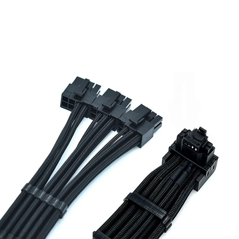 12V 12+4pin16Pin to 3X PCIE 8-pin GEN5 600W Right Angle Adapter Cable for G3/ /G2 /T2 Modular Power Supplies (70CM (16P Down Bend)