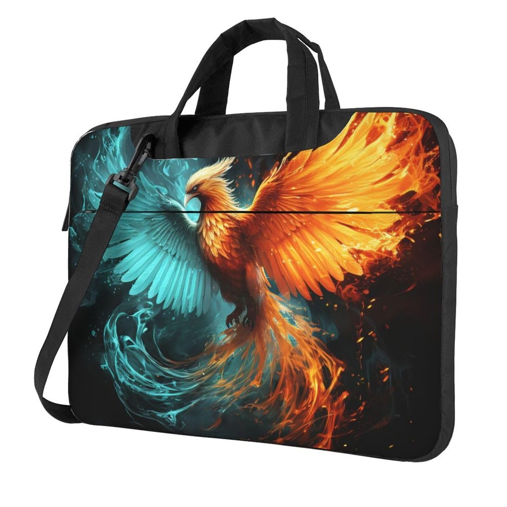 14 Inch Laptop Shoulder Bag For Men Women,Waterproof Briefcase Messenger Bag Fire And Water Phoenix Laptop Sleeve Bag W/Strap Handle