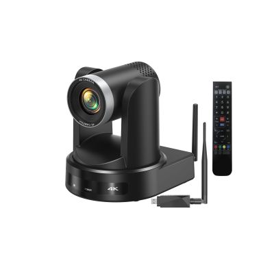 4K Wireless PTZ Camera AI Auto Tracking, Wireless/USB3.0/LAN, Video Conference Camera 12X Zoom, Low-light Enhancement, IP Live Streaming for Church, Education and Conferences, OBS vMIX, Easy Setup