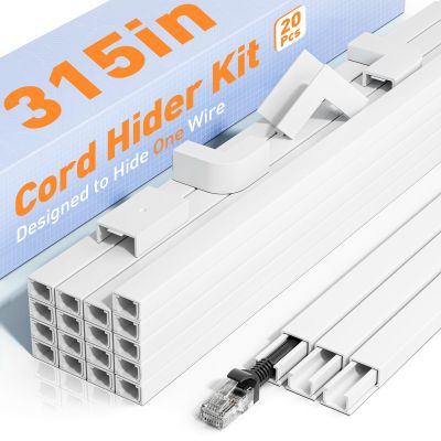 Delamu Cord Hider, 315in Cord Covers for Wires on Wall, One-Cord Cable Hider, Wire Hiders Wire Covers for TV Cords on Wall, Easy Mount Cable Cover Management Kit, 20 x L15.7 W0.59 H0.4in, White