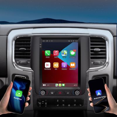 8-Core Car Stereo Radio for Dodge RAM 1500/2500/3500, 2013-2018 Manual A/C Only - 12.8" Touchscreen Head Unit, 4+64GB, Wireless CarPlay & Android Auto - Supports Backup Camera/GPS/4G/WiFi/Bluetooth