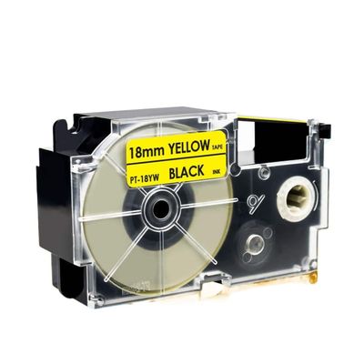 18mm XR-18YW Black On Yellow Label Tape Cartridge Compatible with KL-G2 KL-120 KL-130 KL-200 KL-7000 Typewriters and Label Makers
