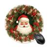 Comfortable Mousepad Waterproof Non-Slip Rubber Base Mouse Pad Christmas Holiday Santa Claus Wreath Round Printed Mouse Mat for Laptop Office view 1