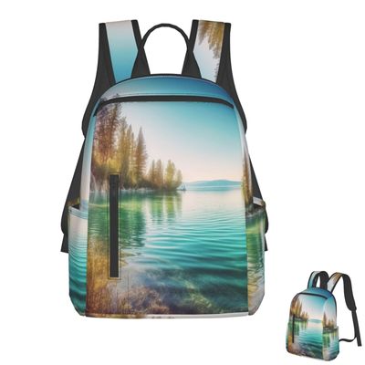 KKLWEGU Cute Backpack For Women Men Lightweight Waterproof Laptop Backpack Travel Shoulder Bag Clean Water And Lake Landscape Casual Daypack