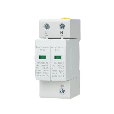 2P AC SPD 20KA-40KA 30KA-60KA 275V 385V House Surge Protector Protection Protective Low-Voltage Arrester Device(30-60KA,2P AC385V)