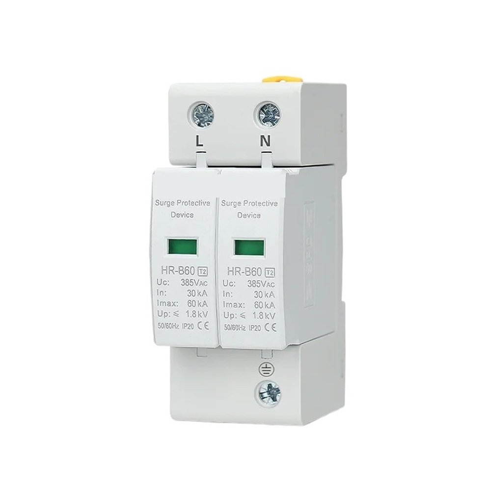 2P AC SPD 20KA-40KA 30KA-60KA 275V 385V House Surge Protector Protection Protective Low-Voltage Arrester Device(30-60KA,2P AC385V)