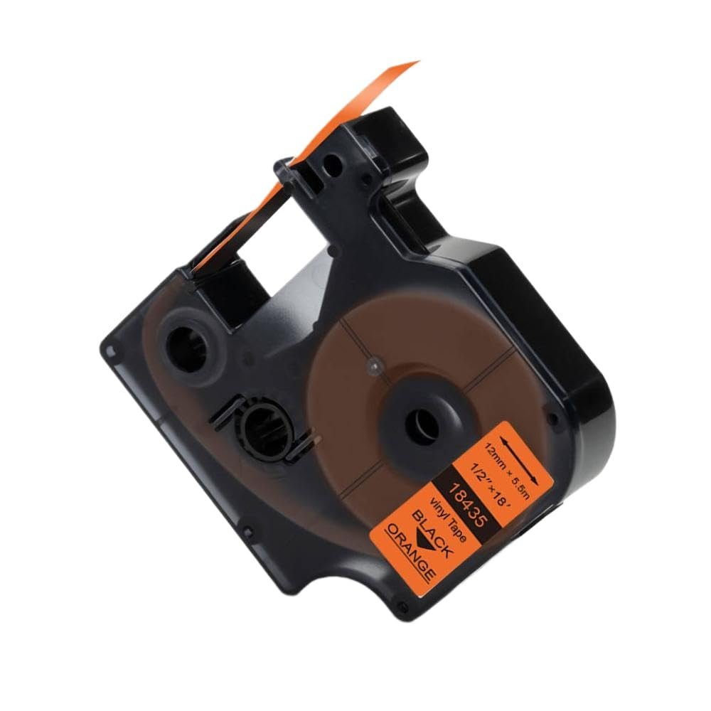 12mm Multi Color Label Tape Compatible with 18432 18444 1805243 18435 18438 18441 1805435 for 4200 5200 Label Makers(Black on Orange)