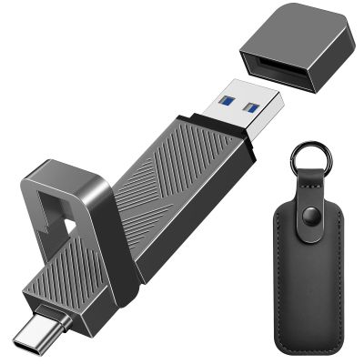 EASTBULL 1TB USB3.2 Drive Up to 550MB/s High Speed External SSD 2-in-1 USB-C+USB-A 3.2 Gen1 Dual Drive for iPhone 15/PC/Windows (Grey, with a Bag)