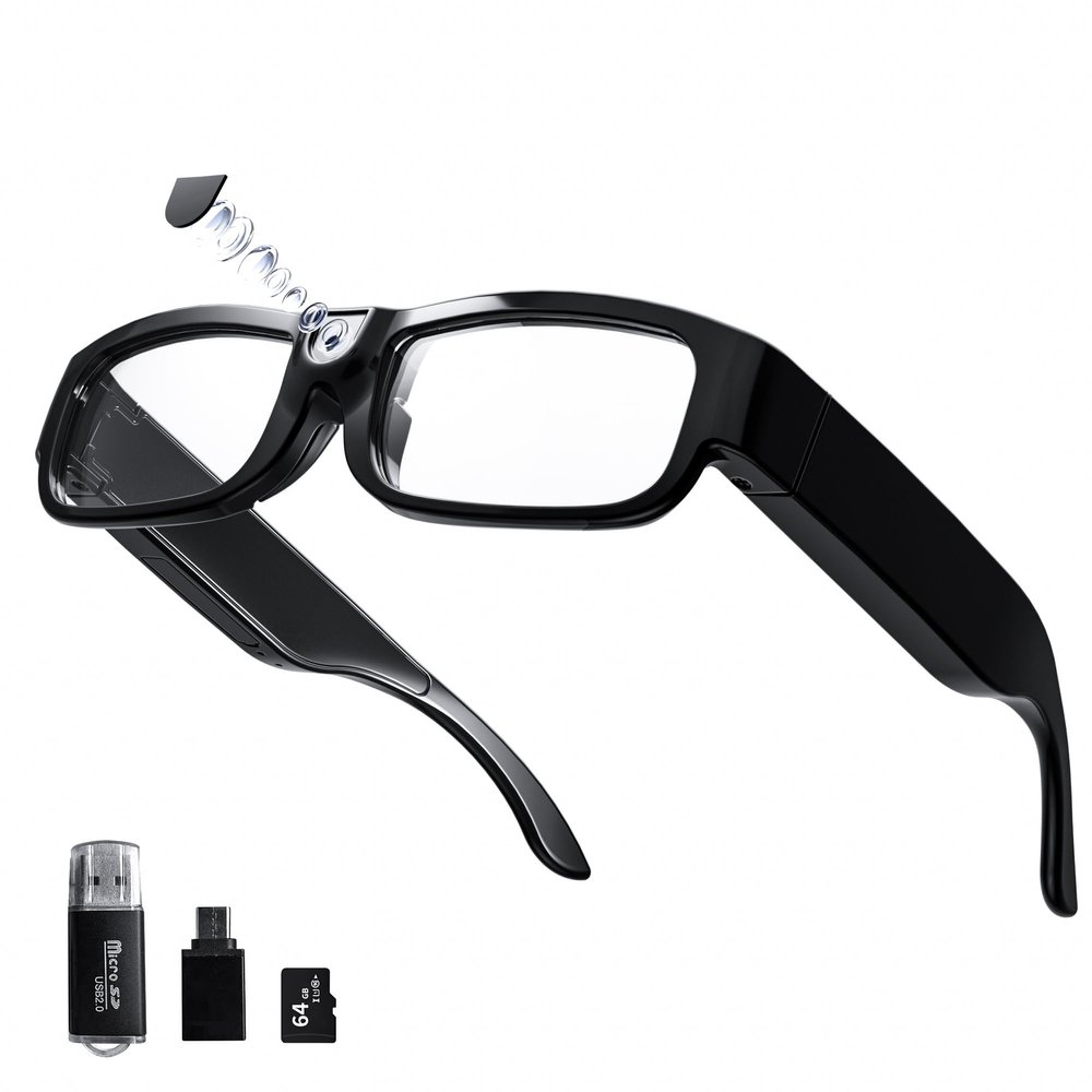 CINELF 4K HD Camera Glasses, 2025 Upgrade Video Smart Glasses for Indoor & Outdoor Sports,Cycling, Driving, Hunting, Hiking, Fishing - No App Needed(64GB TF Card Include)
