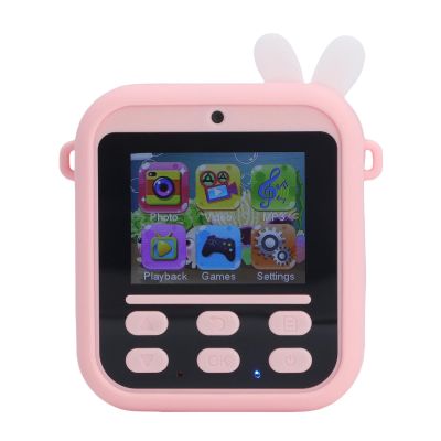 Zopsc Instant Print Camera for Kids, 48MP 2.4in HD Digital Cameras with Double Lens, 16x Zoom, Filters, Games and Music, Christmas Birthday Gift for Boys, Girls (Pink Rabbit)
